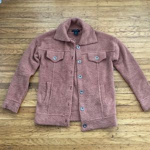 Mauve Tahari Oversized Teddy Jacket Small